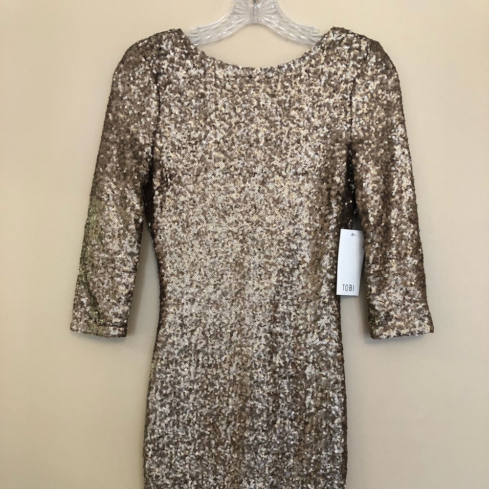 Tobi Gold Sequin Mini Dress | Size S